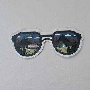 10/$10 Retro Sunglasses Sticker with Scenic Design